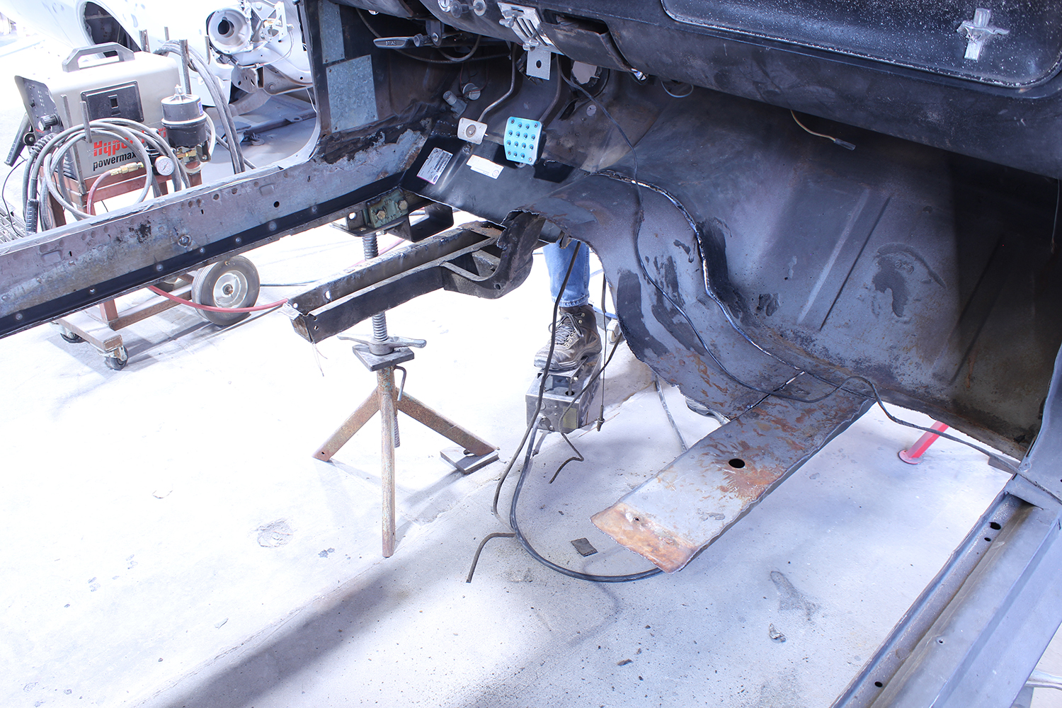 08 Firewall section of 1965 Ford Mustang stripped and primed ready for reassembly