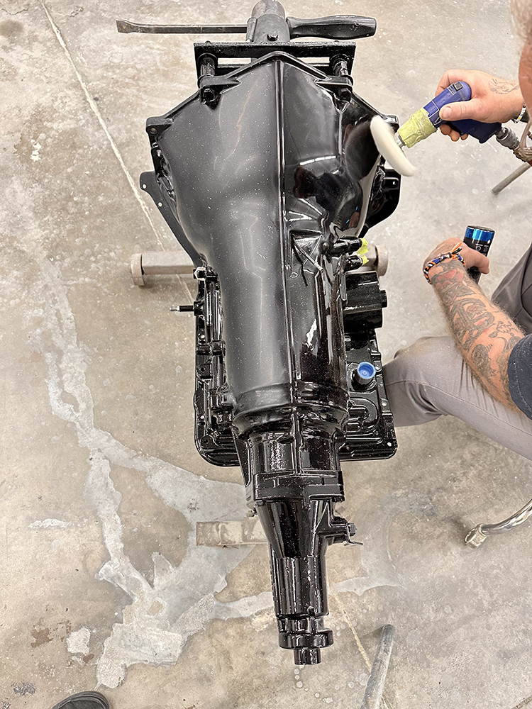 08 Transmission refinished in high gloss black emphasizing a sleek and durable appearance