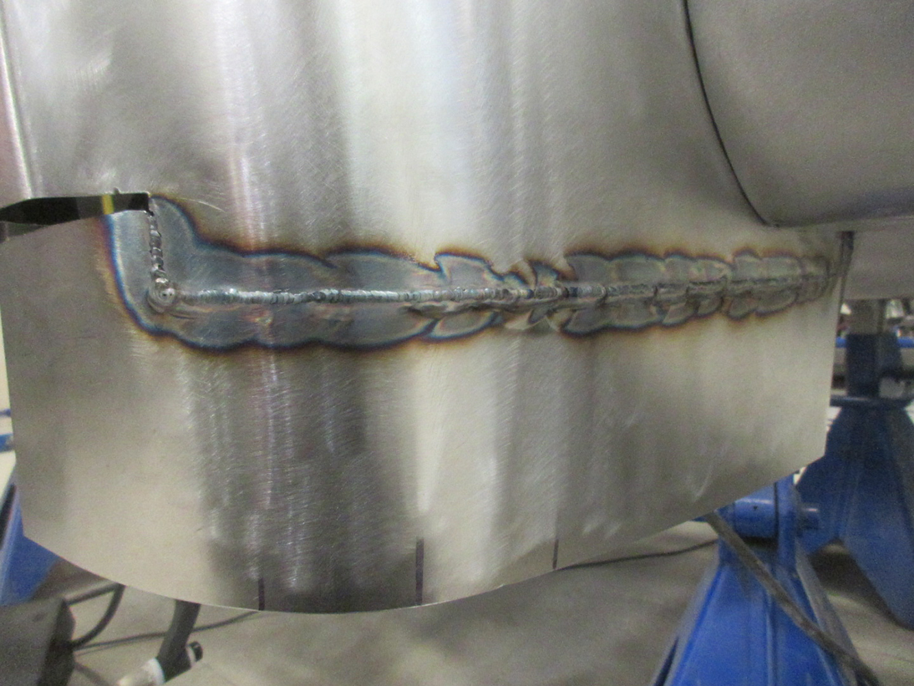 18 Ford F100 cab corner full weld with visible heat marks