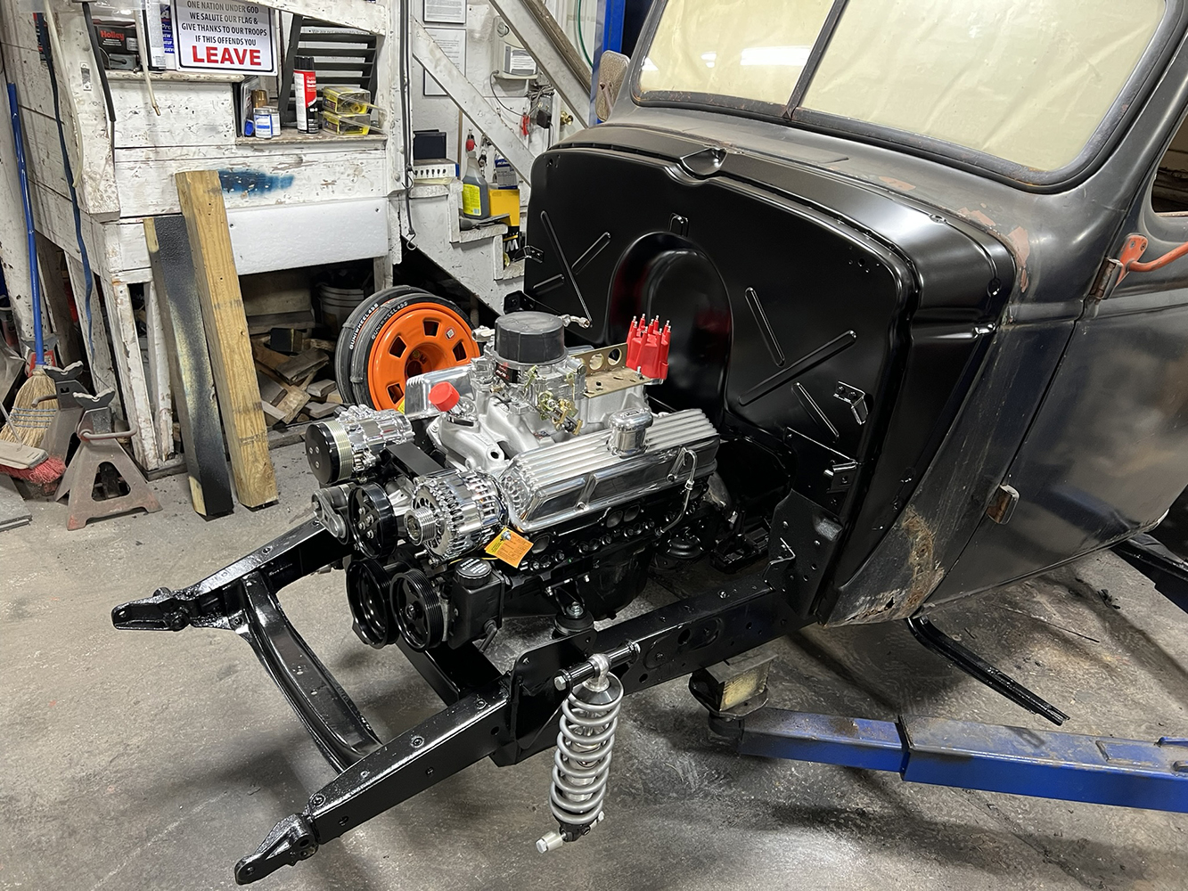 19 1946 Chevy V8 reinstalled after paint job
