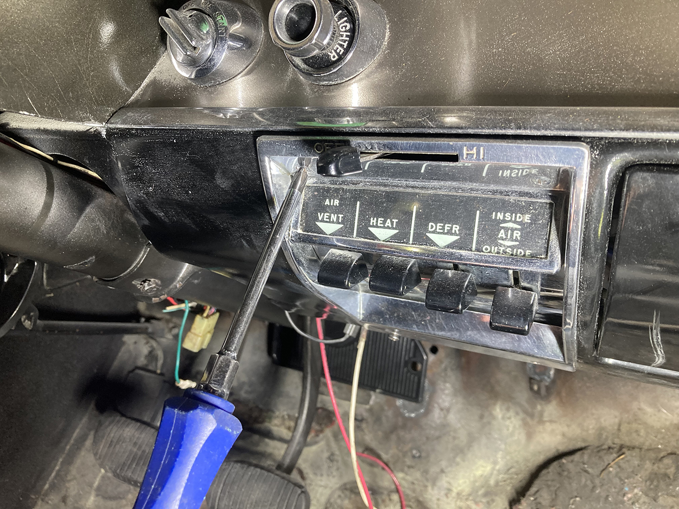 001 Removing factory heater controls for Vintage Air AC conversion