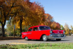 002 Side view of the 1957 Chevy showcasing its sleek body lines and polished wheels