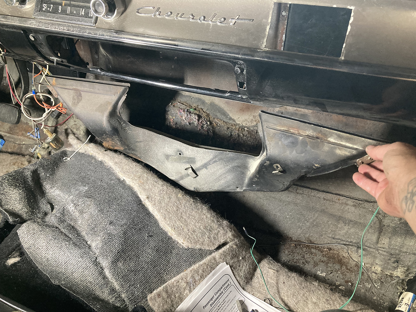 002 Stripping 1957 Chevy dashboard for aftermarket AC system install