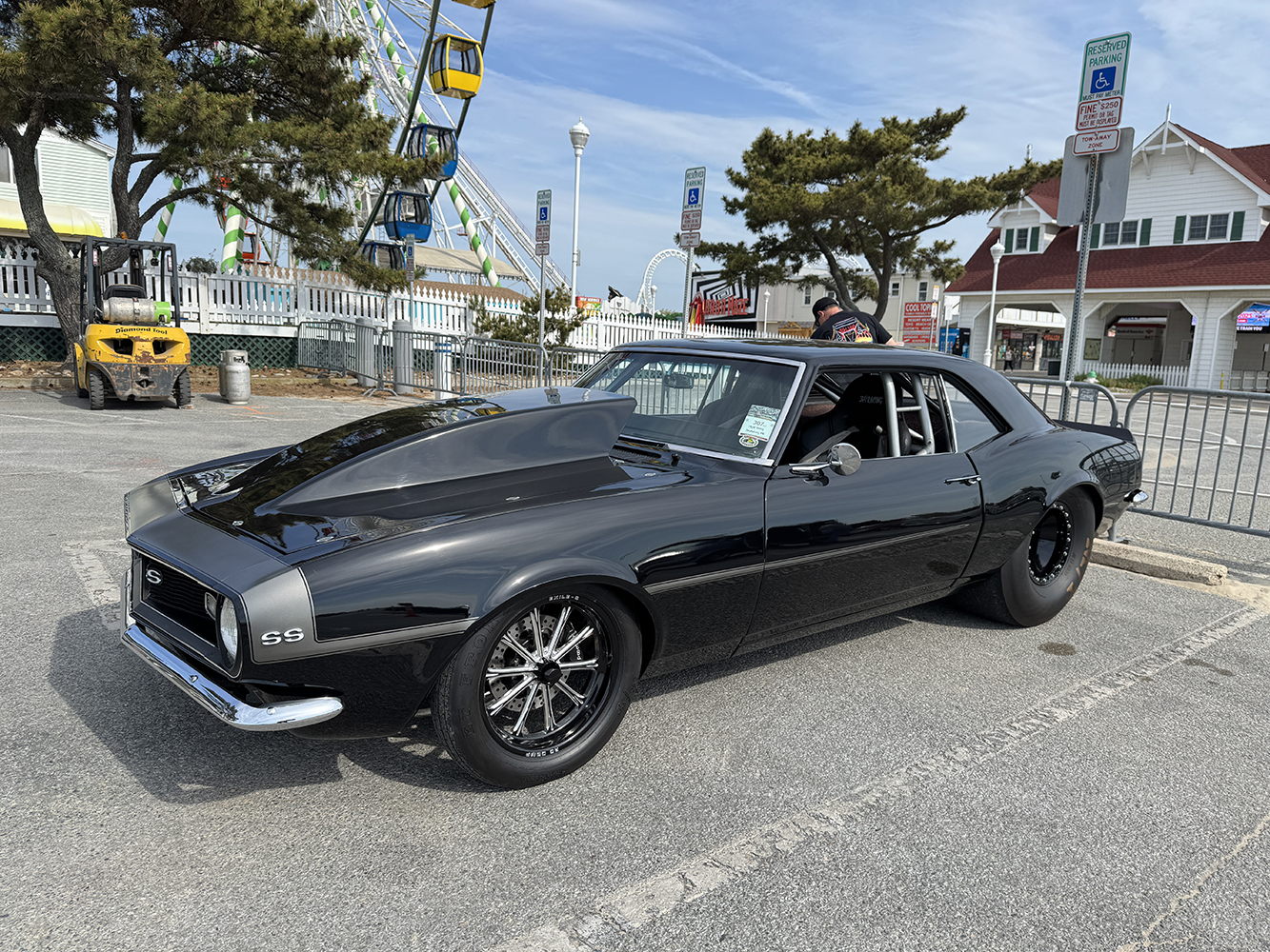 004 1968 Chevy Camaro SS drag build in gloss black with beadlock wheels and parachute setup