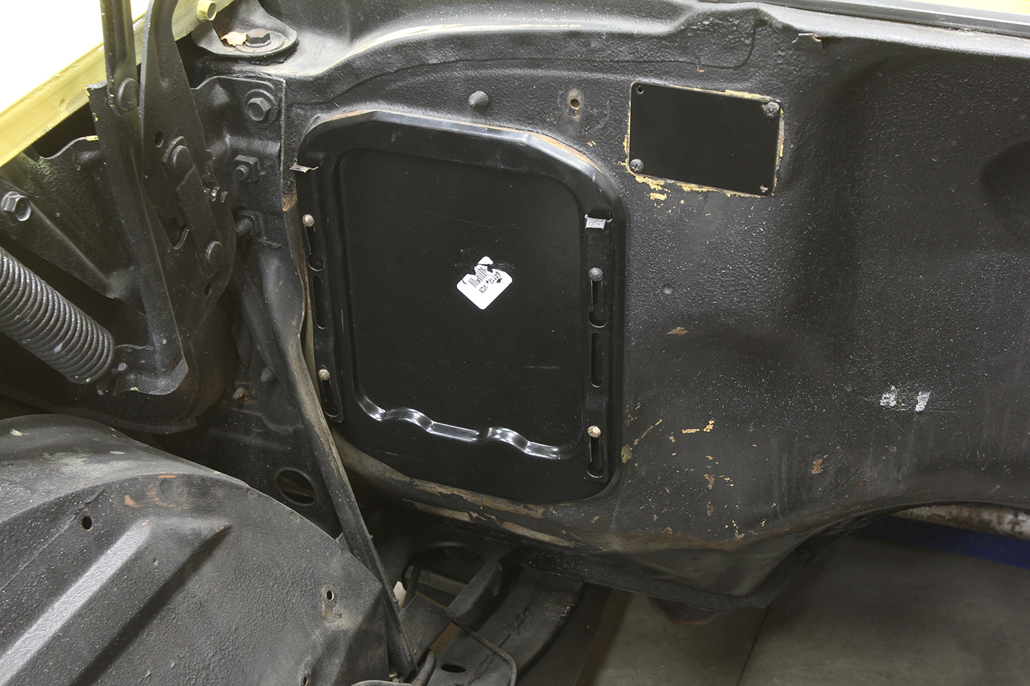 005 Vintage Air AC delete plate installed on 1957 Chevy truck firewall