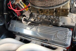 008 1967 Chevrolet Nova detailed view of Chevrolet stamped valve covers and red ignition wires for a powerful setup