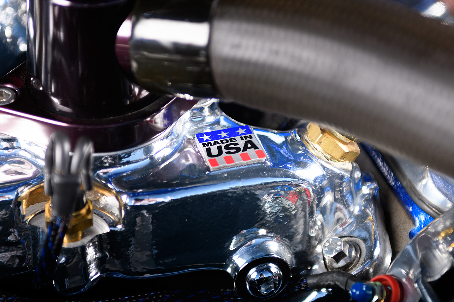 008 1969 Chevrolet Camaro polished intake manifold with Made in USA detailing emphasizing craftsmanship and pride