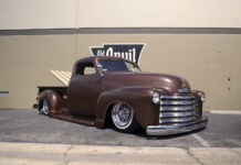 00A Slammed 1948 Chevy 3100 Matte brown paint wire wheels and a fully bagged stance