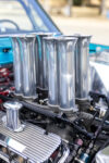 010 1966 Chevrolet Nova Gasser high rise intake stacks and detailed chromed valve covers under the hood