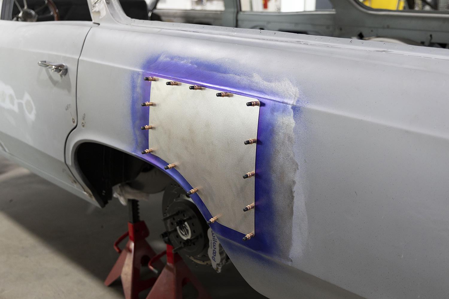 010 Patch panel is fully secured with Cleco pins ready for final welding and blending into the body