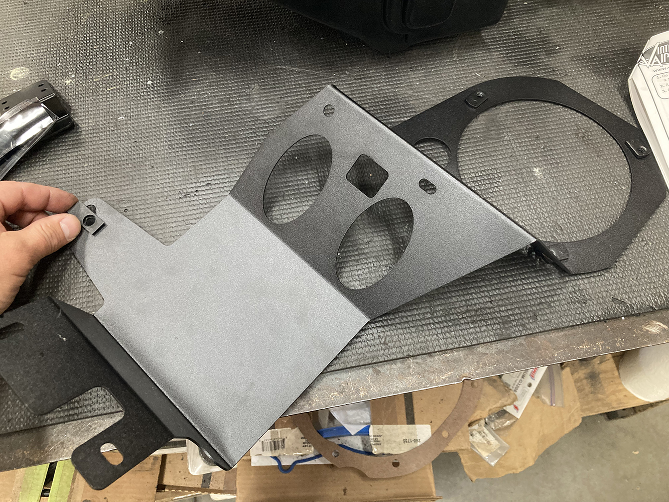 012 Bracket assembly for securing the Vintage Air evaporator under the dash