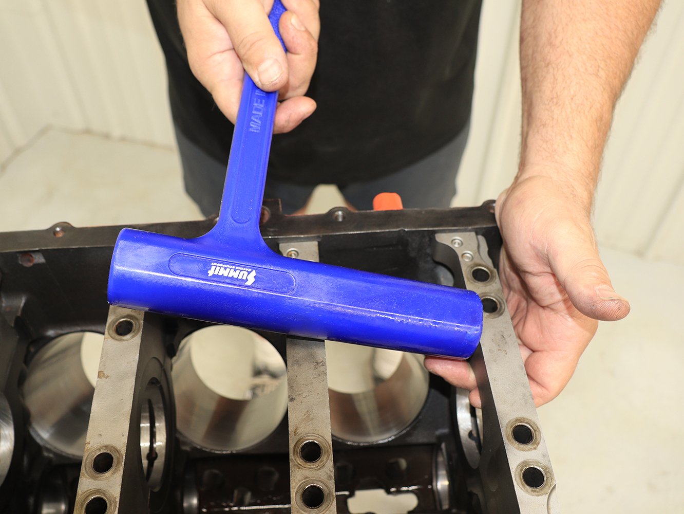 014 Summit blue dead blow hammer installing main caps LS engine high performance build precision work