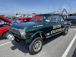 016 1966 Chevrolet Nova gasser “Moving Violation” in metallic green with 472 HP mouse motor