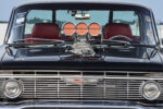 018 1961 Chevrolet Impala front view showcasing a massive supercharger scoop and aggressive stance