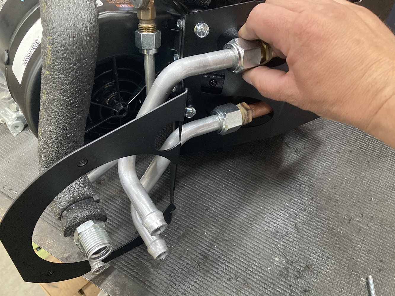 018 Connecting aluminum AC lines to the Vintage Air unit