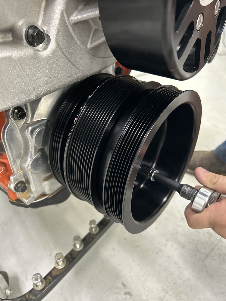 022 LS engine crank pulley install billet multi rib serpentine system