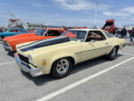 026 1973 Chevrolet Malibu 454 Pro Street in cream with black stripes and cowl hood