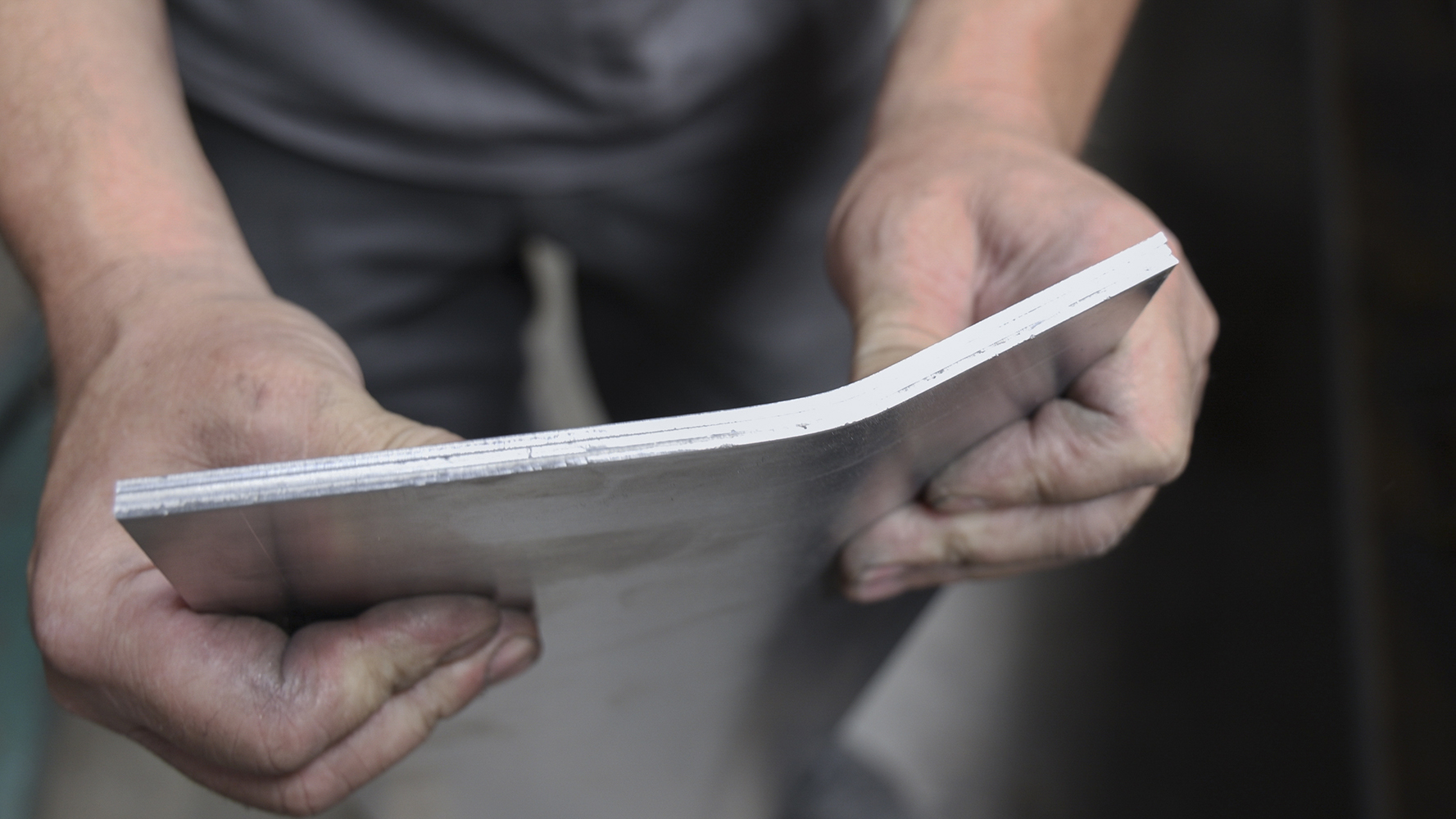 03 Close up of a precisely bent aluminum panel for the 1962 Chevy Impala build