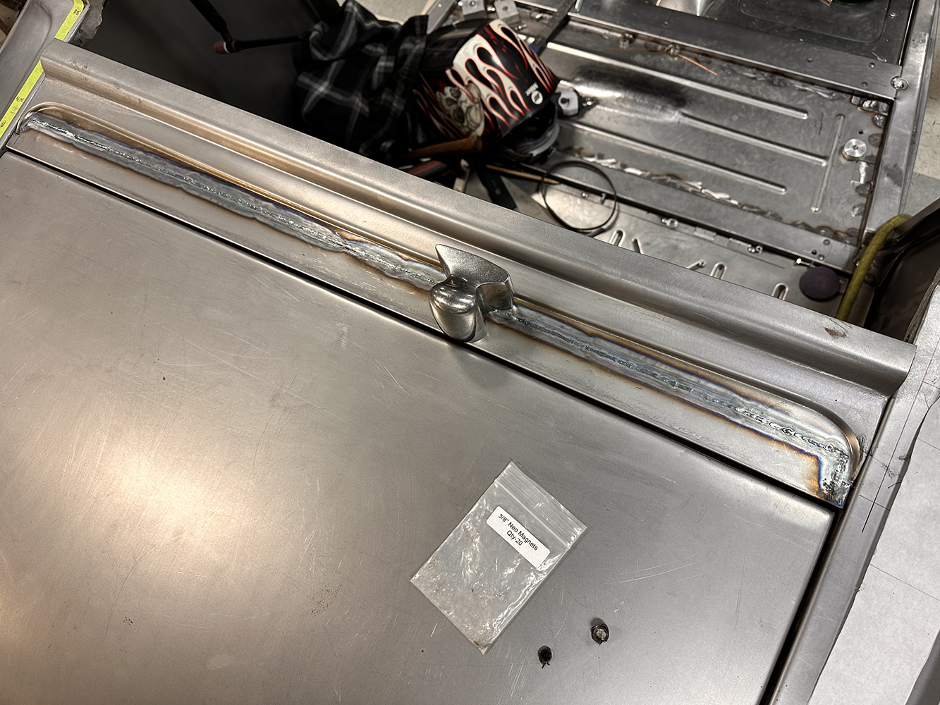 05 A freshly welded trunk panel seam on a 1932 Ford Roadster prepped for further metal finishing