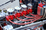 09 1932 Ford Tudor detailed view of the carburetors and red fuel lines