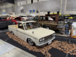 09 1960s Datsun 520 mini truck – Slammed patina white with deep dish chrome wheels