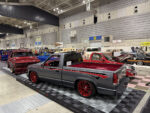 10 1988 1998 Chevy CK – Gray with red pinstripes lowered and sitting on red multi piece wheels