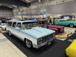 12 1980s Chevy Suburban – Two tone baby blue slammed on billet wheels with a cowl hood