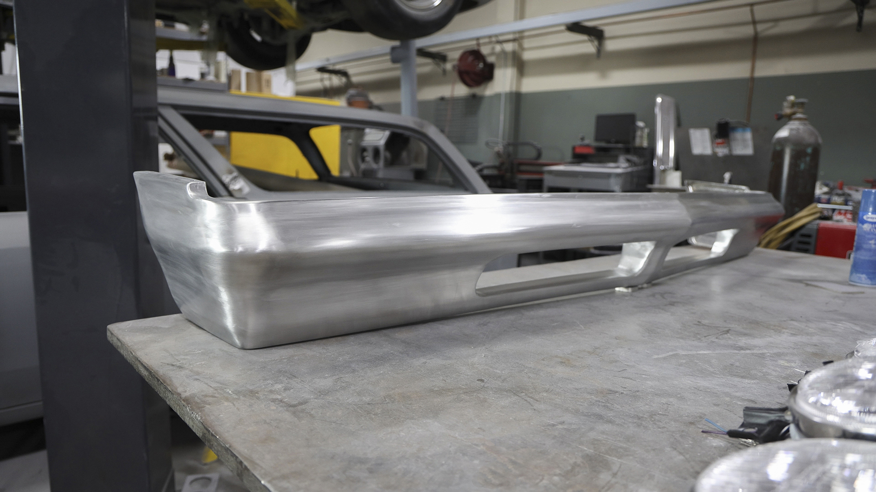 13 A fully shaped and smoothed custom front bumper for a 1962 Chevy Impala before polishing