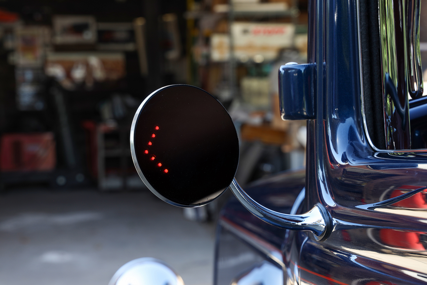 17 1932 Ford Tudor modern LED turn signal mirror integrated into classic styling