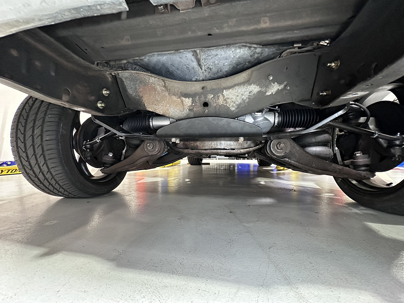 17 Completed rack and pinion conversion with suspension and steering components installed