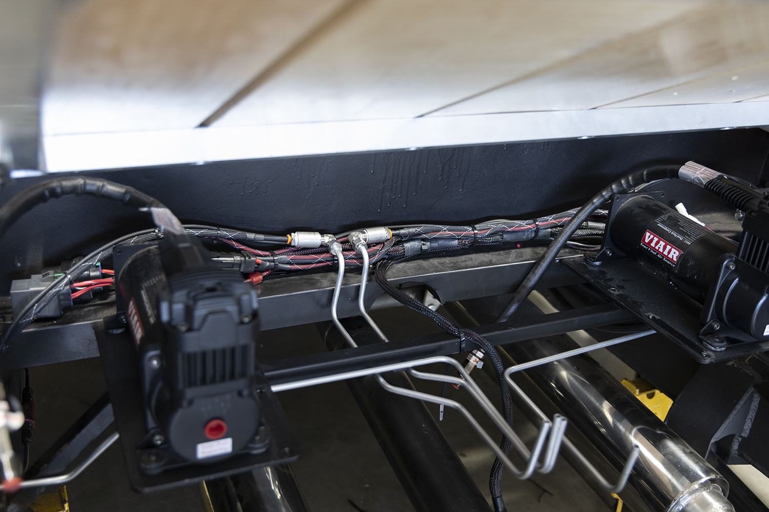 18 Dual VIAIR compressors wired and plumbed for a clean installation