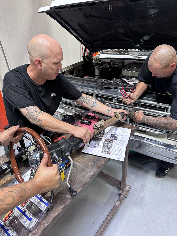 21 Disassembling the old column components before installing the new unit