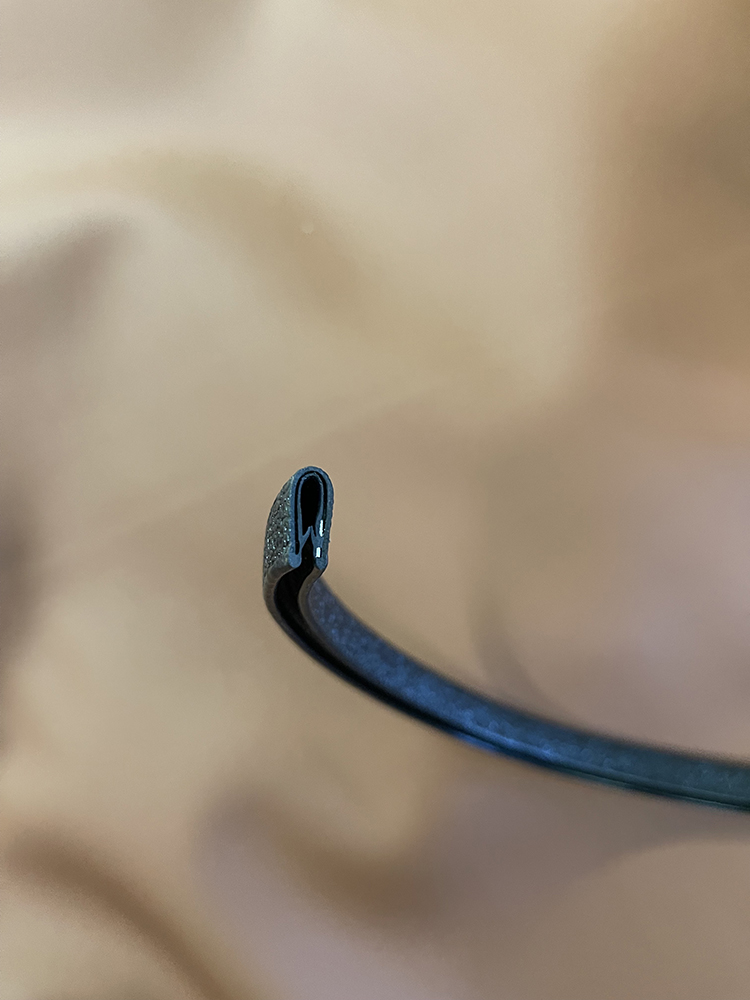 23 Close up of the textured edge of the rubber trim seal for a 1970 Chevy Nova