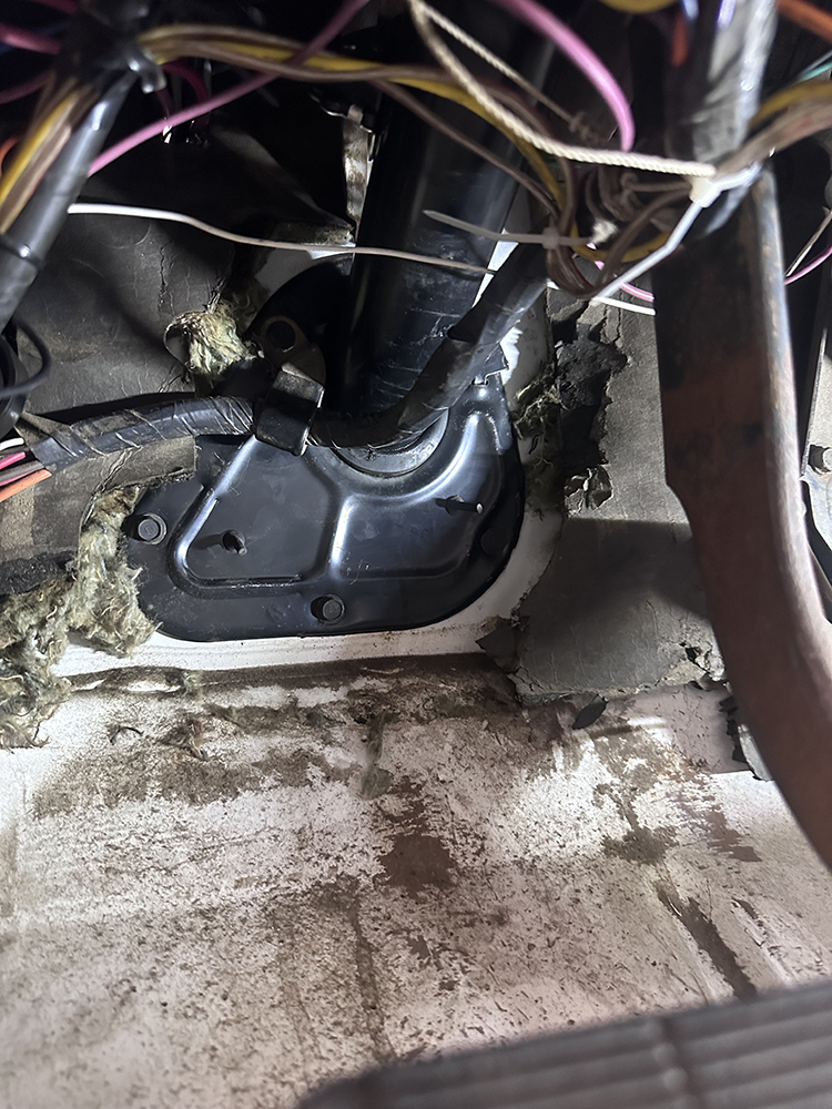 24 Close up of the firewall where the new steering column passes through