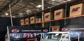 00 Restored Chevrolet C10 receiving full TMI interior upgrade in a workshop setting
