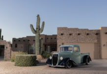 01 1936 Ford pickup hot rod sage green black fenders classic truck