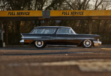 01 1957 Pontiac Safari wagon black custom lowered stance full service station vintage setting