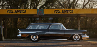 01 1957 Pontiac Safari wagon black custom lowered stance full service station vintage setting