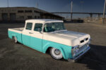 01 1960 Ford F 100 crew cab with a custom two tone turquoise and white paint job