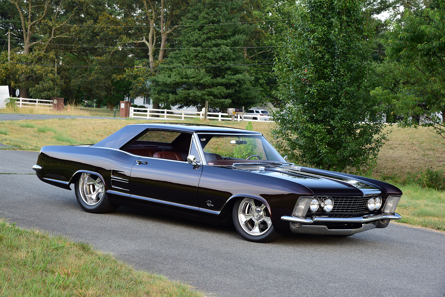 02 1963 Buick Riviera front end with quad headlights sharp grille and sleek body lines