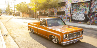 02 Custom 1973 Chevrolet C10 bagged truck orange paint