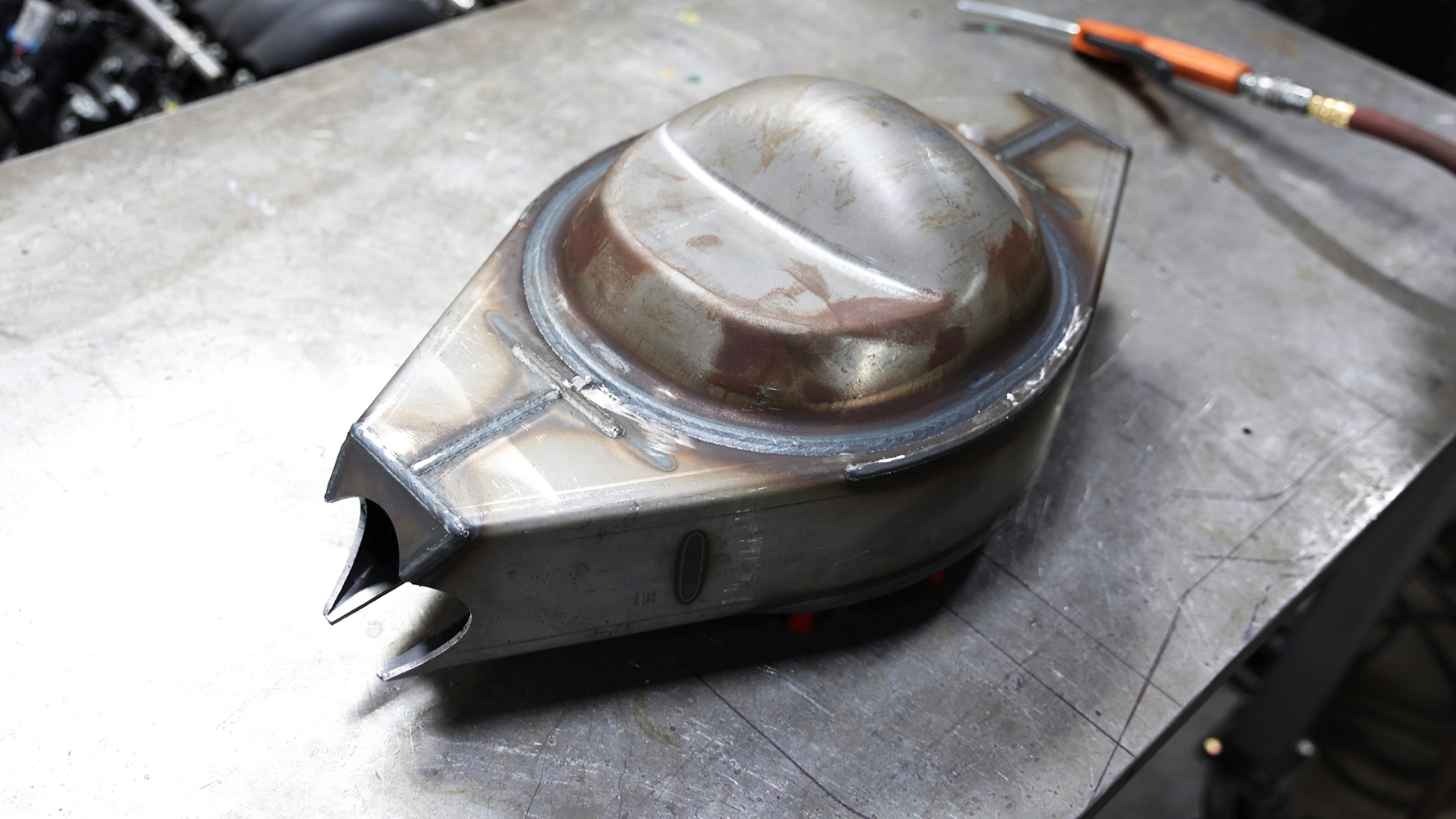 04 Fabricated steel Ford 9 inch axle housing with TIG welded seams and a custom back brace