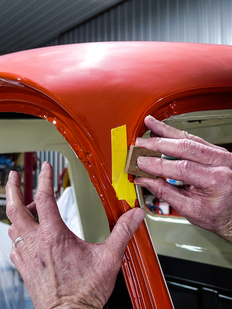 06 Sanding down the paint run carefully with a precision tool