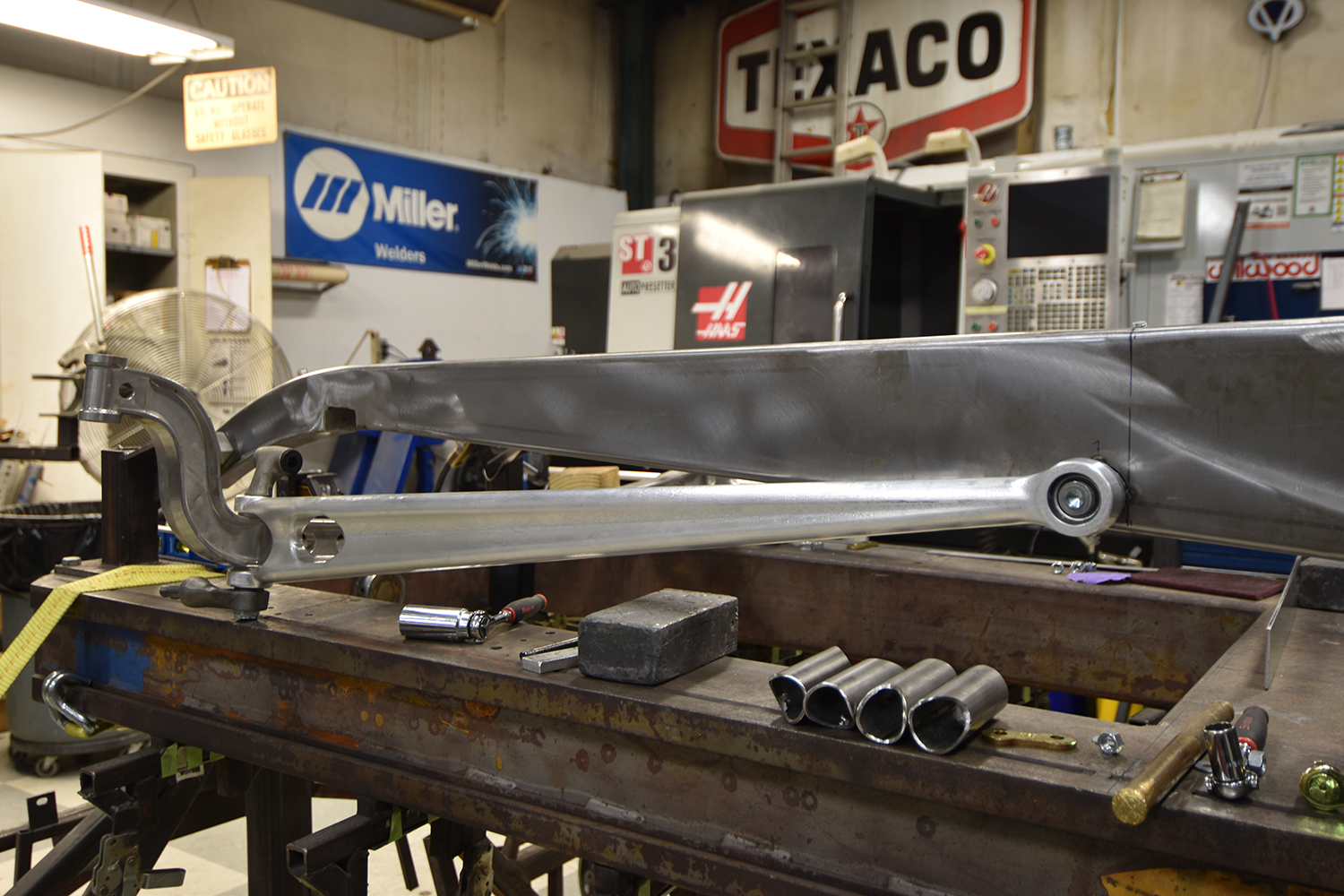 08 Precision welded front suspension components installed on the 1932 Ford Roadster chassis