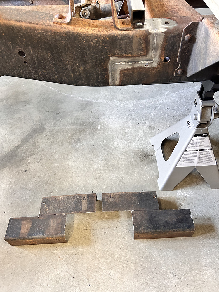 09 Custom cut metal section prepared for chassis modification