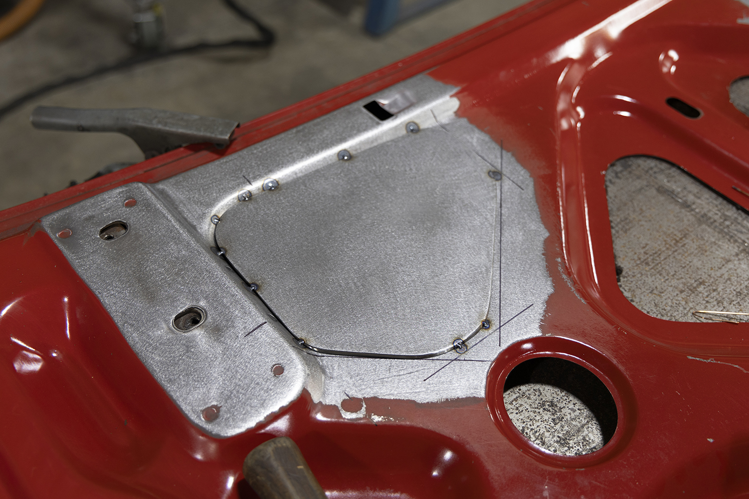 10 Metal patch panel installed on a 1962 Chevy Impala trunk lid