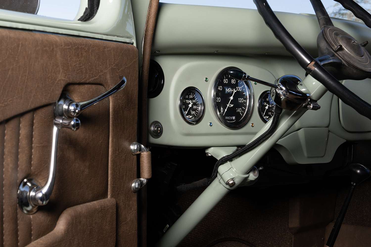 11 1936 Ford pickup interior dash classic instruments gauges sage green paint