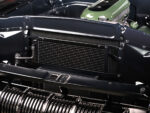 12 1957 Pontiac Safari wagon radiator close up custom cooling system with trans cooler and blacked out core support
