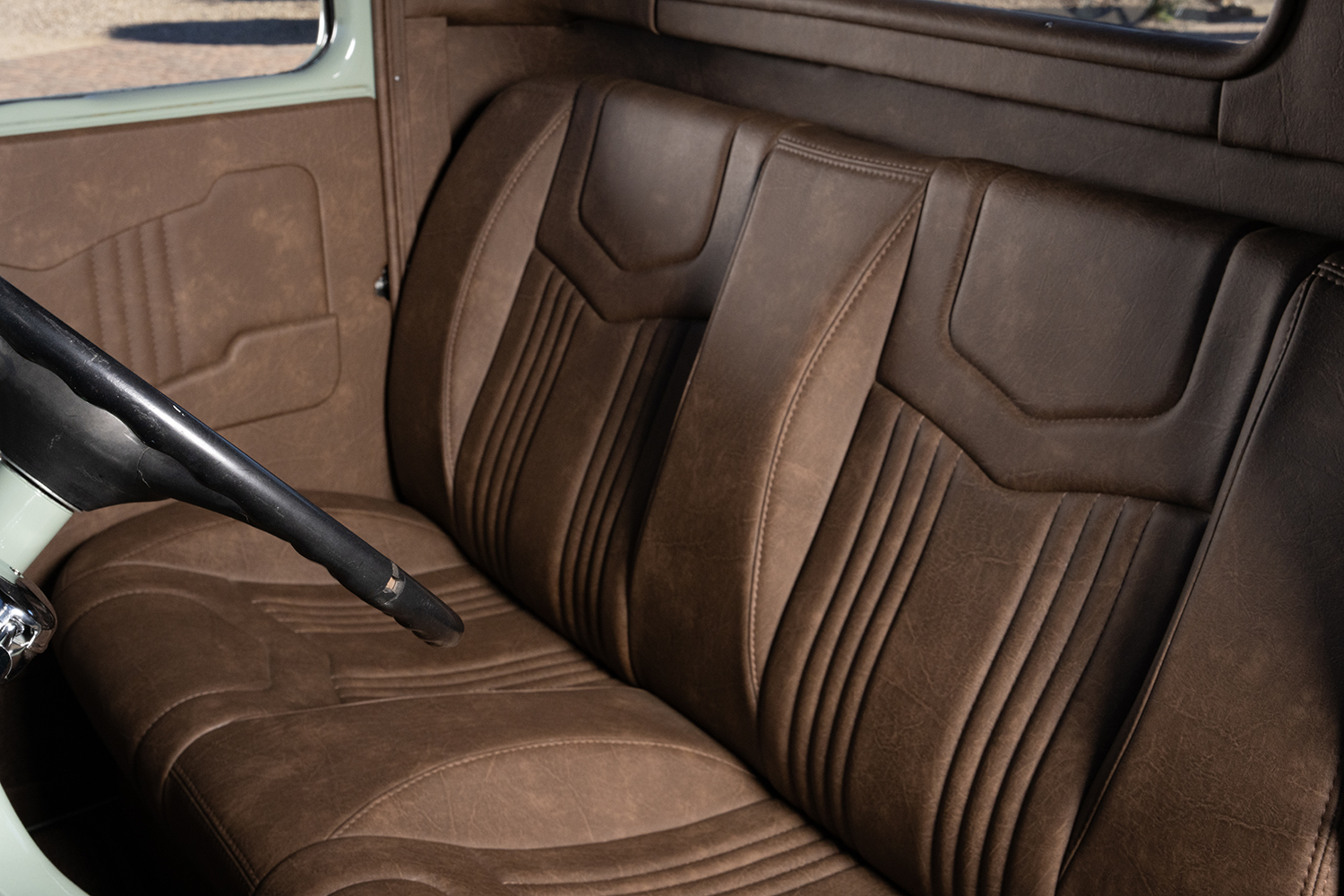13 1936 Ford pickup interior bench seat brown leather custom upholstery