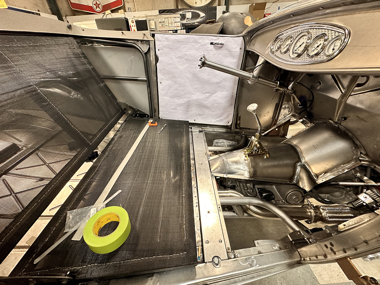 13 Transmission tunnel and dashboard framework in a 1932 Ford Roadster